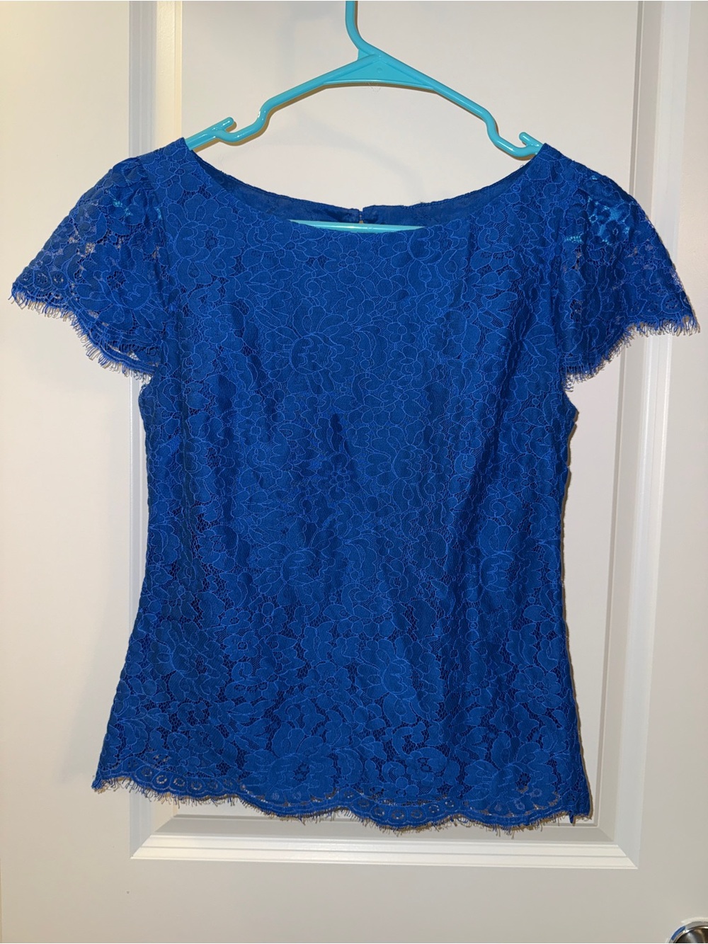 C. Wonder Royal Blue Lace Short Sleeve Blouse